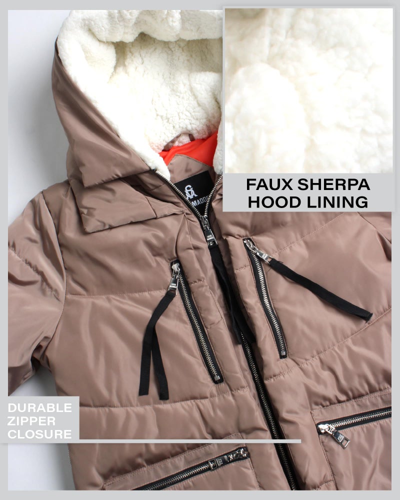 Steve Madden Women's Puffer Parka,Sand,Large - Image 3